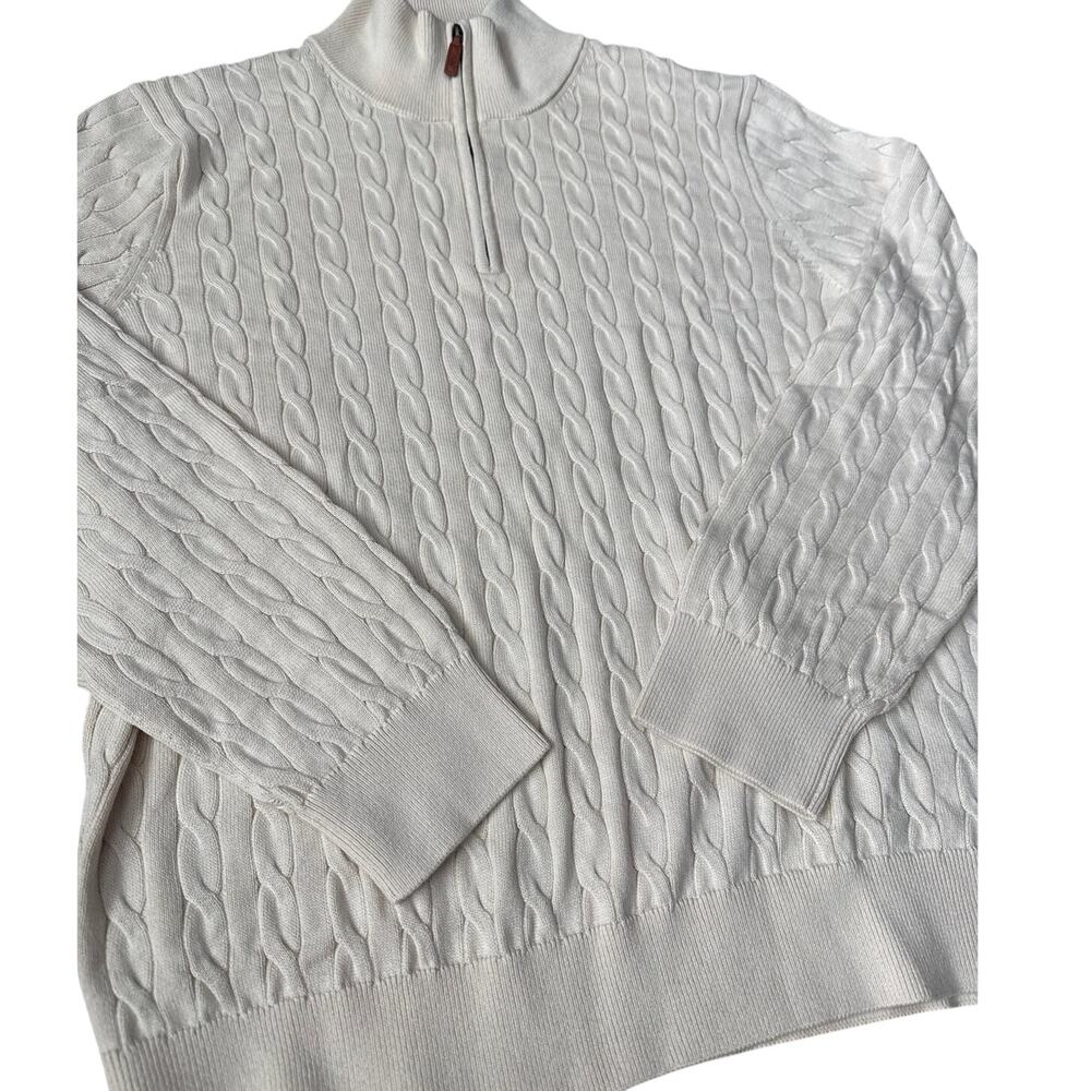 J. Crew Cotton Cable Half-Zip Soft Sweater in Natural Size Large - Picture 9 of 11